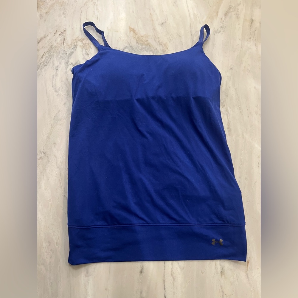 UNDER ARMOUR | Blue Athletic Tank Top with Built in Tie Dye Sports Bra